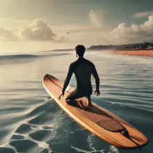 surfero con tabla ecológica